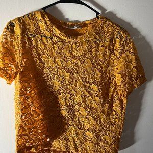 Zara Trafaluc Lace Yellow Shirt